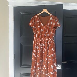 Mikarose Rust Floral Midi Dress